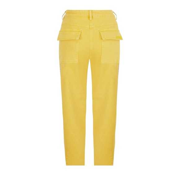 NWT Nocturne High Waisted Cropped Yellow Denim with Silver Embellishment - Picture 2 of 6